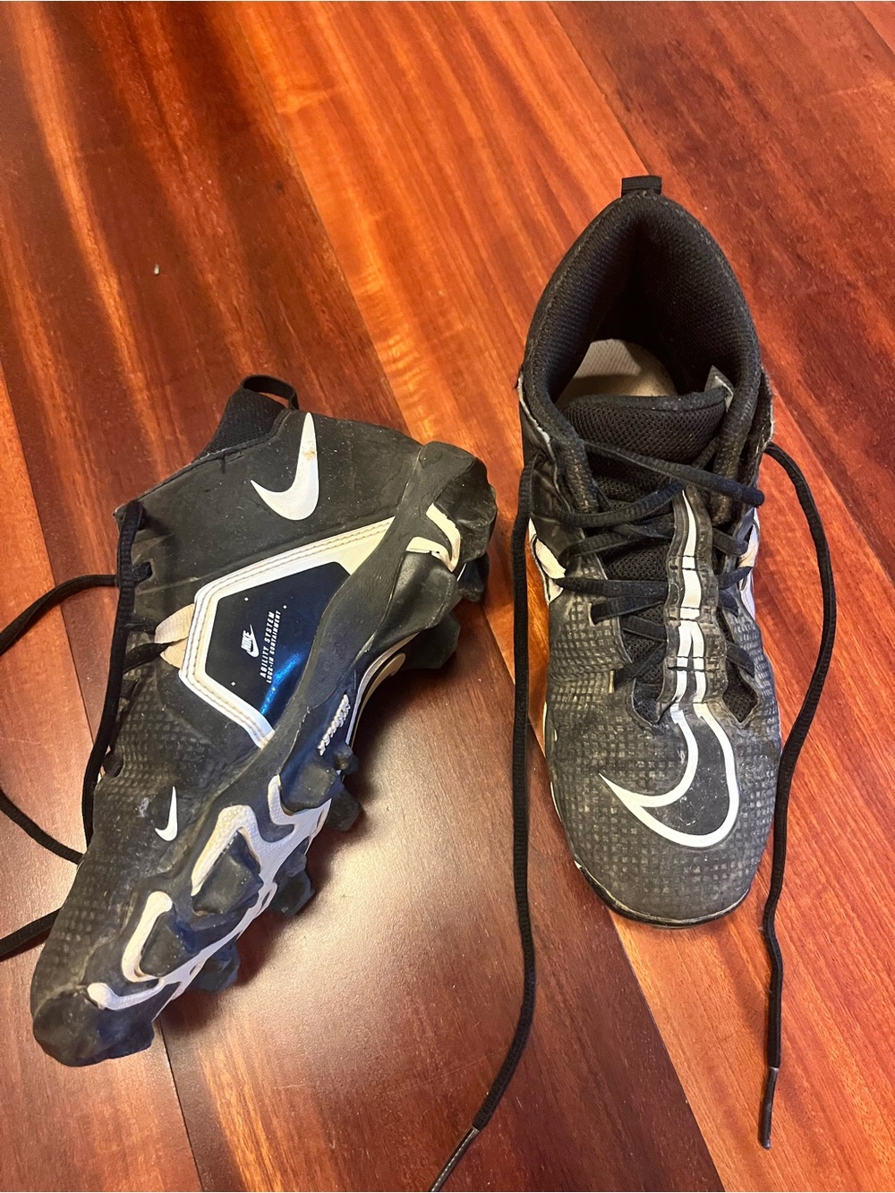 Nike Kids Black and White Football Cleats size 3.5